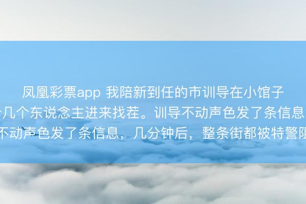 凤凰彩票app 我陪新到任的市训导在小馆子吃饭，当地一霸带着十几个东说念主进来找茬。训导不动声色发了条信息，几分钟后，整条街都被特警阻滞了