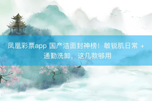 凤凰彩票app 国产洁面封神榜！敏锐肌日常 + 通勤洗卸，这几款够用