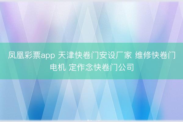 凤凰彩票app 天津快卷门安设厂家 维修快卷门电机 定作念快卷门公司