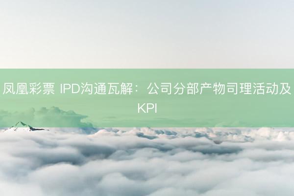 凤凰彩票 IPD沟通瓦解：公司分部产物司理活动及KPI