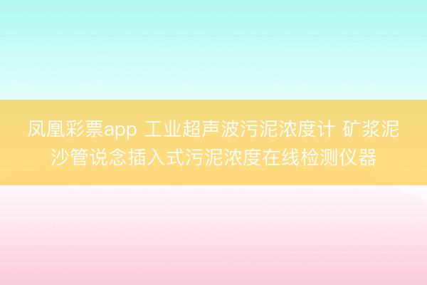 凤凰彩票app 工业超声波污泥浓度计 矿浆泥沙管说念插入式污泥浓度在线检测仪器