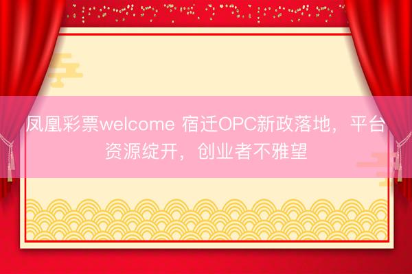 凤凰彩票welcome 宿迁OPC新政落地，平台资源绽开，创业者不雅望
