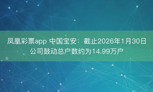 凤凰彩票app 中国宝安：截止2026年1月30日公司鼓动总户数约为14.99万户