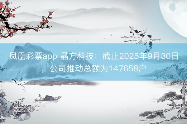 凤凰彩票app 晶方科技：截止2025年9月30日，公司推动总额为147658户