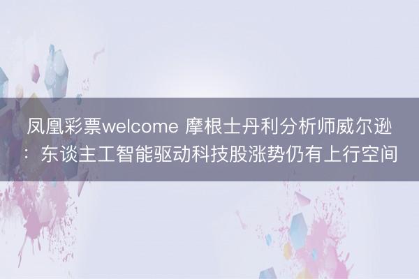 凤凰彩票welcome 摩根士丹利分析师威尔逊：东谈主工智能驱动科技股涨势仍有上行空间