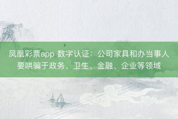 凤凰彩票app 数字认证：公司家具和办当事人要哄骗于政务、卫生、金融、企业等领域