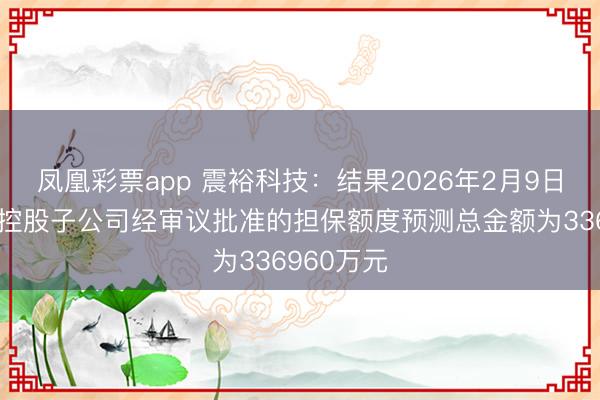 凤凰彩票app 震裕科技：结果2026年2月9日，公司及控股子公司经审议批准的担保额度预测总金额为336960万元
