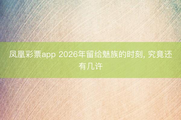 凤凰彩票app 2026年留给魅族的时刻, 究竟还有几许