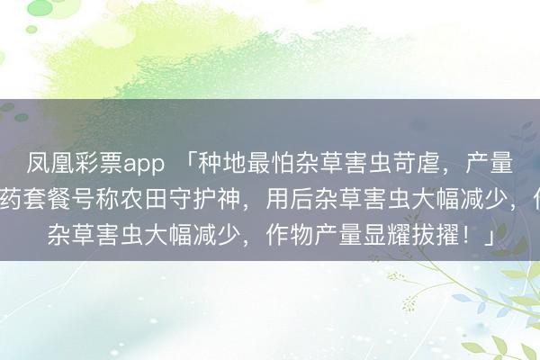 凤凰彩票app 「种地最怕杂草害虫苛虐，产量上不去？这组专科农药套餐号称农田守护神，用后杂草害虫大幅减少，作物产量显耀拔擢！」