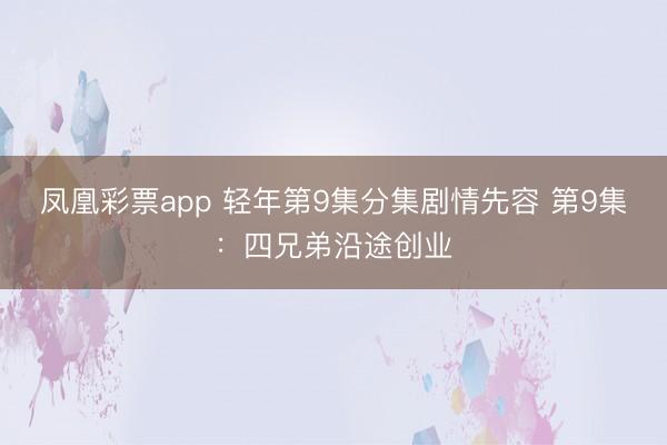 凤凰彩票app 轻年第9集分集剧情先容 第9集：四兄弟沿途创业