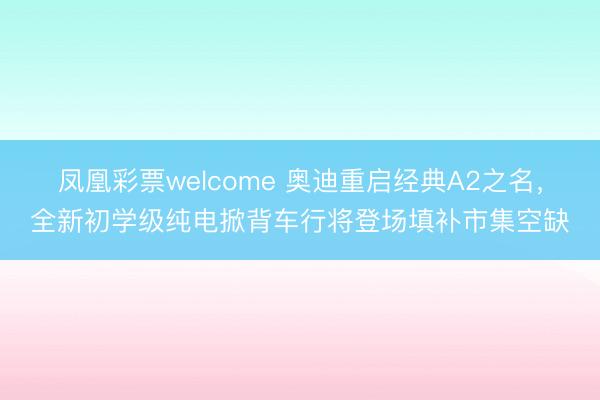 凤凰彩票welcome 奥迪重启经典A2之名，全新初学级纯电掀背车行将登场填补市集空缺