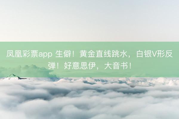 凤凰彩票app 生僻！黄金直线跳水，白银V形反弹！好意思伊，大音书！