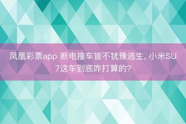 凤凰彩票app 断电撞车皆不犹豫逃生, 小米SU7这车到底咋打算的?