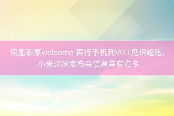 凤凰彩票welcome 再行手机到VGT见识超跑, 小米这场发布会信息量有点多