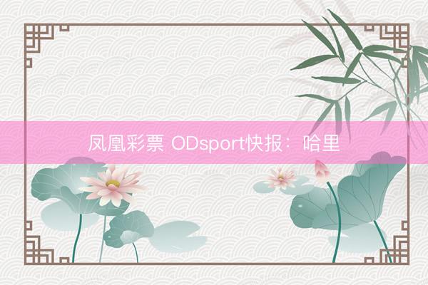 凤凰彩票 ODsport快报：哈里