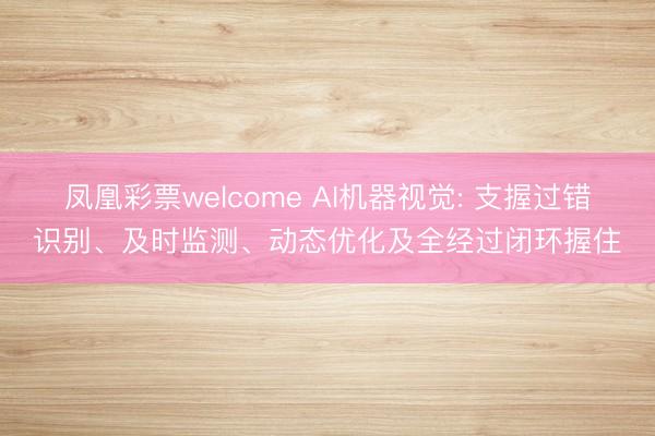 凤凰彩票welcome AI机器视觉: 支握过错识别、及时监测、动态优化及全经过闭环握住