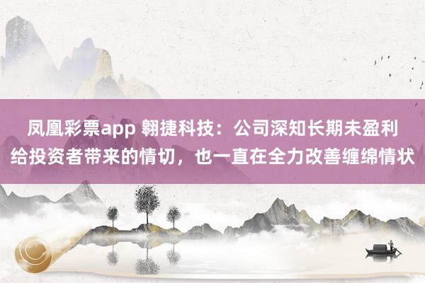 凤凰彩票app 翱捷科技：公司深知长期未盈利给投资者带来的情切，也一直在全力改善缠绵情状