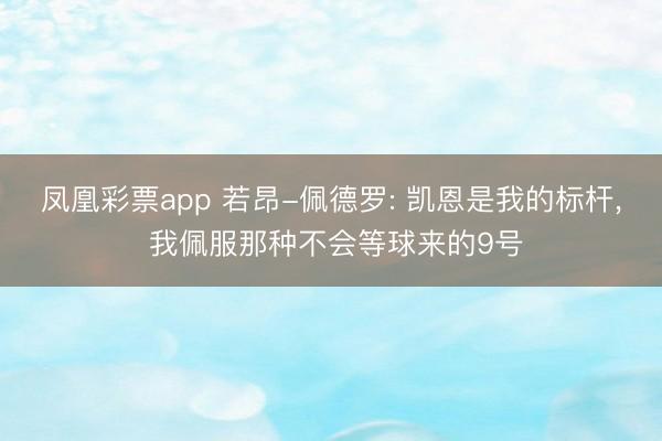 凤凰彩票app 若昂-佩德罗: 凯恩是我的标杆, 我佩服那种不会等球来的9号