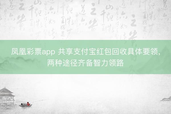 凤凰彩票app 共享支付宝红包回收具体要领，两种途径齐备智力领路