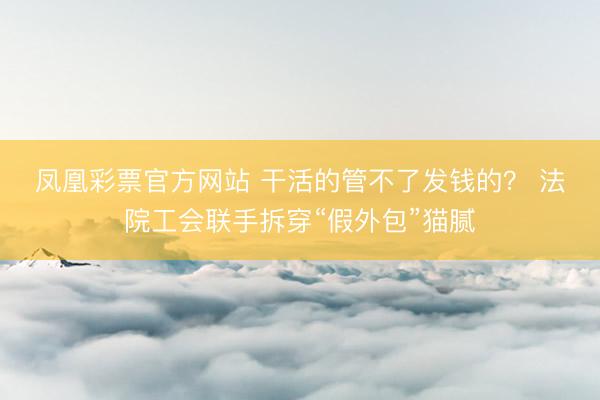 凤凰彩票官方网站 干活的管不了发钱的？ 法院工会联手拆穿“假外包”猫腻