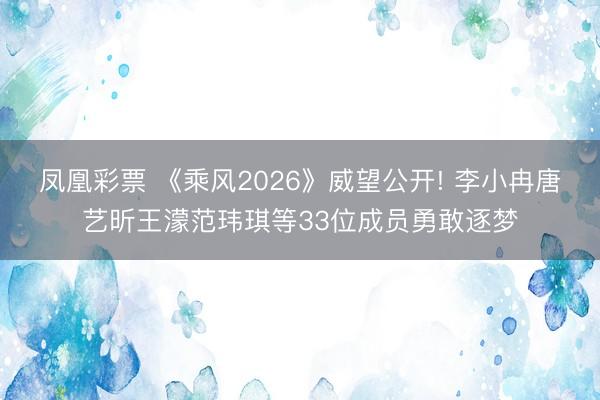 凤凰彩票 《乘风2026》威望公开! 李小冉唐艺昕王濛范玮琪等33位成员勇敢逐梦