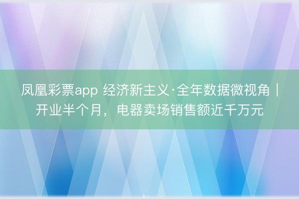 凤凰彩票app 经济新主义·全年数据微视角｜开业半个月，电器卖场销售额近千万元