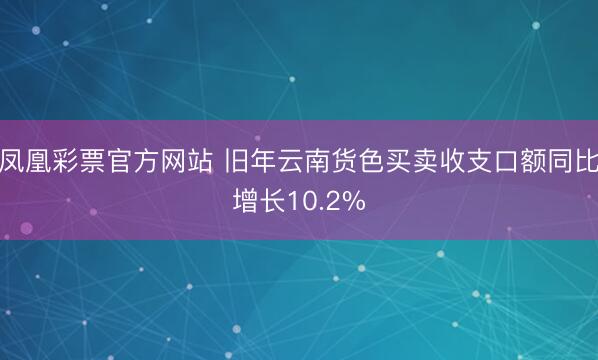 凤凰彩票官方网站 旧年云南货色买卖收支口额同比增长10.2%