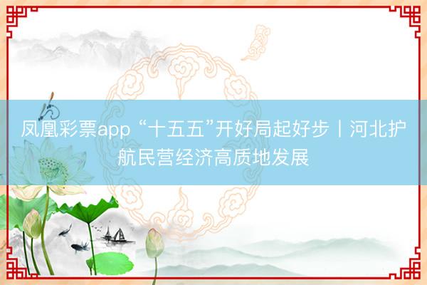 凤凰彩票app “十五五”开好局起好步丨河北护航民营经济高质地发展