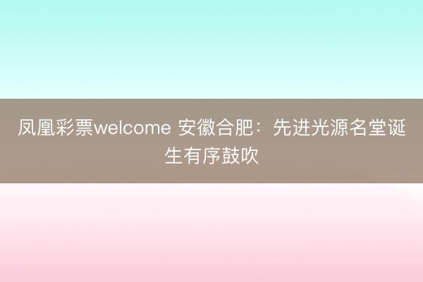 凤凰彩票welcome 安徽合肥：先进光源名堂诞生有序鼓吹