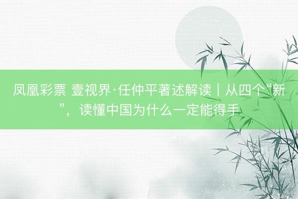 凤凰彩票 壹视界·任仲平著述解读｜从四个“新”，读懂中国为什么一定能得手