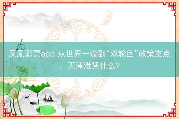 凤凰彩票app 从世界一流到“双轮回”政策支点，天津港凭什么？