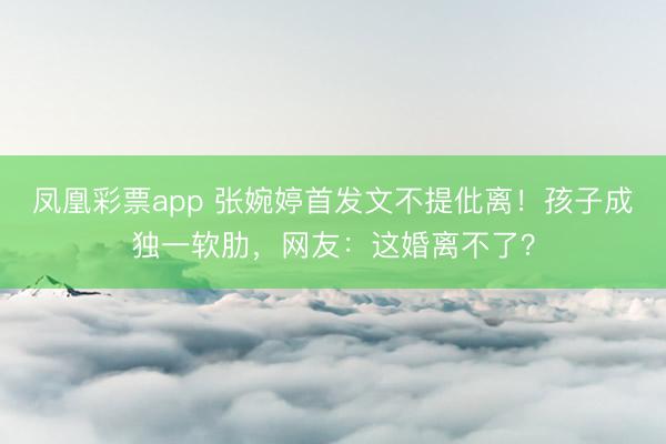 凤凰彩票app 张婉婷首发文不提仳离!孩子成独一软肋,网友:这婚离不了?
