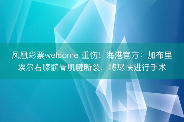 凤凰彩票welcome 重伤！海港官方：加布里埃尔右膝髌骨肌腱断裂，将尽快进行手术