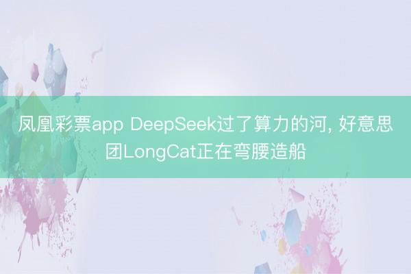凤凰彩票app DeepSeek过了算力的河， 好意思团LongCat正在弯腰造船