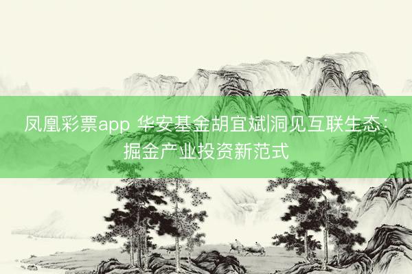 凤凰彩票app 华安基金胡宜斌|洞见互联生态：掘金产业投资新范式