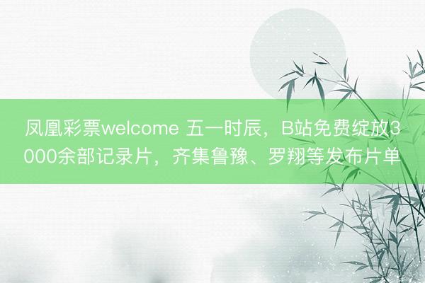 凤凰彩票welcome 五一时辰，B站免费绽放3000余部记录片，齐集鲁豫、罗翔等发布片单
