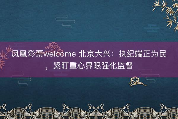 凤凰彩票welcome 北京大兴：执纪端正为民，紧盯重心界限强化监督